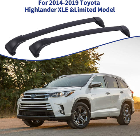 Ai CAR FUN Aluminum Roof Rack Cross Bar Top Luggage Cargo Carrier Lockable Compatible with Toyota Highlander XLE &Lid Model 2014-2019