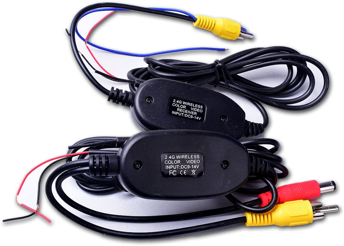 Wireless Video Cable w/Backup Trigger Wire Tx & Rx for RCA Rear View Camera to GPS Navi, Headunit, Monitor LCD Screen 12V
