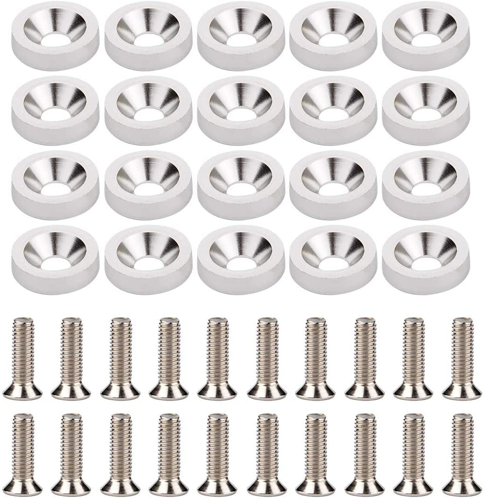 20 Pcs CNC Billet Aluminum Fender Washer Bumper Washer Bolt Engine Bay Dress Up Kit Black