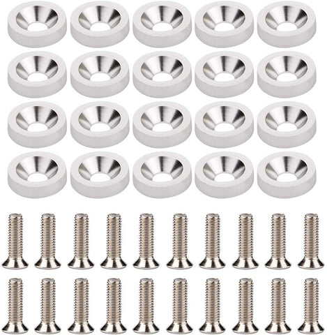 20 Pcs CNC Billet Aluminum Fender Washer Bumper Washer Bolt Engine Bay Dress Up Kit Black