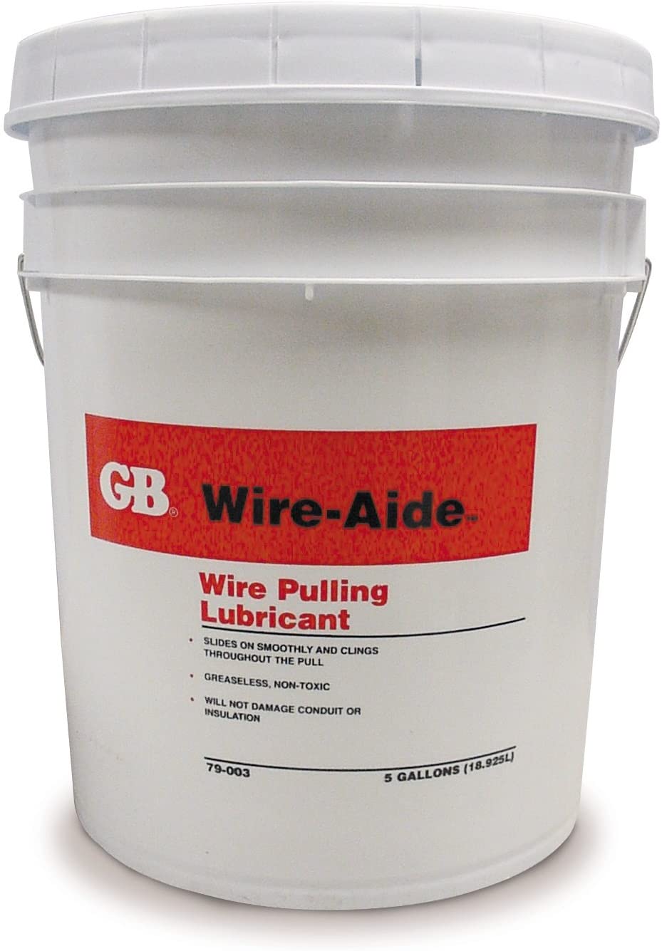 Gardner Bender 79-003 Wire-Aide Wire Pulling Lubricant, Greaseless Fiber-Optic Wire Insulation, 5 Gal. Pail, Yellow