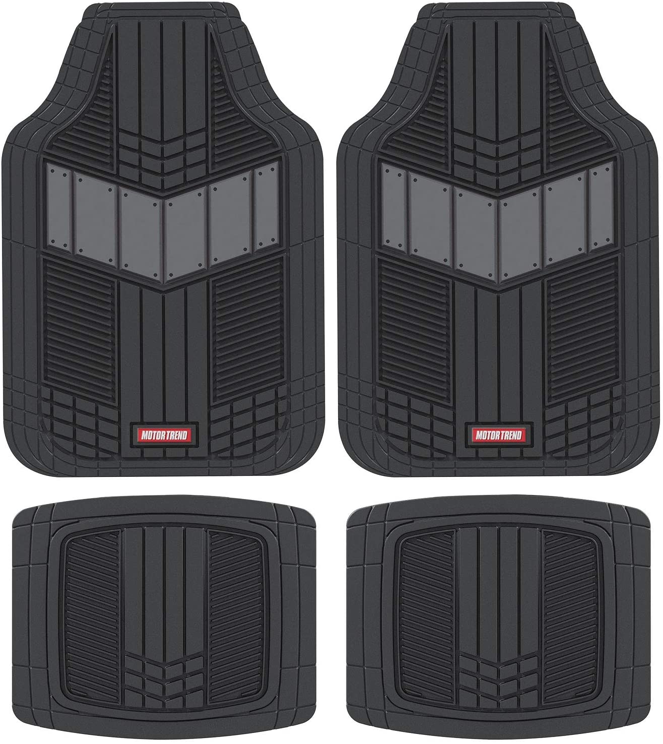 Motor Trend DualFlex Two-Tone Rubber Car Floor Mats for Automotive SUV Van Truck Liners - Channel Drainer All Weather Protection
