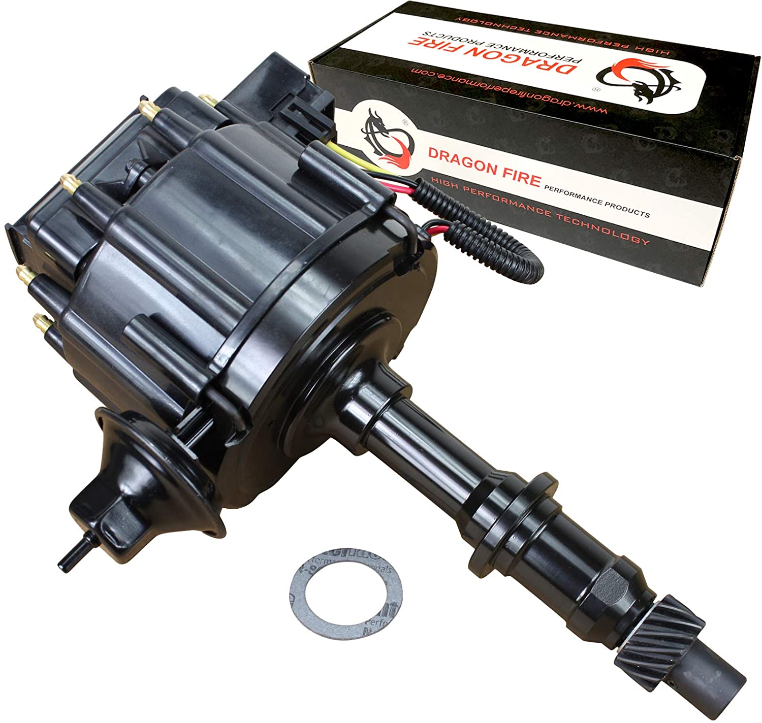 Dragon Fire Performance Black Out All In One HEI Ignition Distributor Compatible Replacement For Pontiac 326 350 389 400 421 428 455 V8 OEM Fit DFD1005ABK