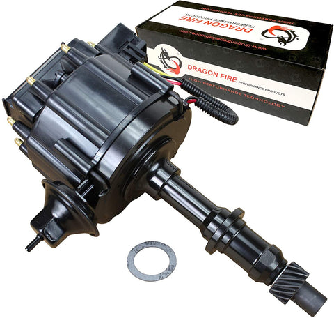 Dragon Fire Performance Black Out All In One HEI Ignition Distributor Compatible Replacement For Pontiac 326 350 389 400 421 428 455 V8 OEM Fit DFD1005ABK