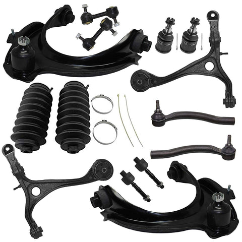 Detroit Axle - 14PC Front Upper Lower Control Arm w/Ball Joint, Sway Bar, Inner and Outer Tie Rod w/Boot Kit for 2003 2004 2005 Honda Accord V6 3.0L