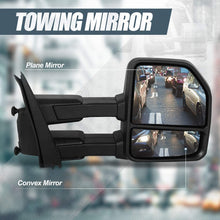 Power Heated LED Turn Signal Tow Mirrors with Puddle Light Replacement for Ford F-150 15-18 (22-Pins), Driver and Passenger Side, Black