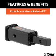 CURT 45785 Trailer Hitch Receiver Adapter, 1-1/4 to 2-Inch, 6-1/4-In Extension, 350 lbs