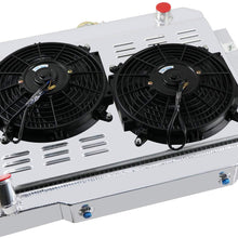 ALLOYWORKS 4 Rows All Aluminum Radiator+Shroud+2x12"Fans+Relay Fits for 1972-1986 Jeep CJ6 CJ5 CJ7 AT/MT