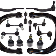 PartsW 14 Piece Kit Control Arms Ball Joints Tie Rod Ends Sway Bar End Links, Outer Tie Rod Fit Vehicles W/16 mm Threads Only