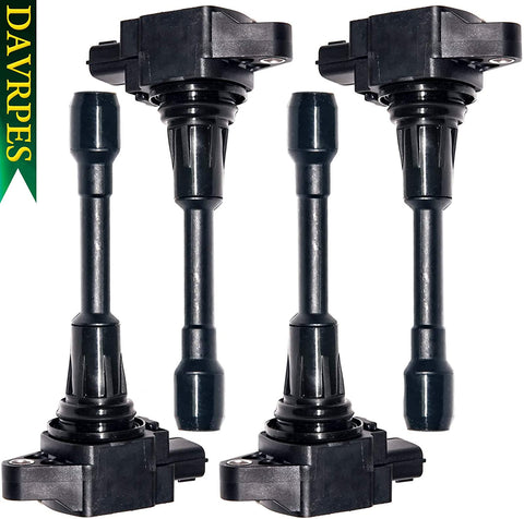 DAVRPES 4Pcs UF549 Ignition Coils Pack For Altima Cube Sentra Rogue Select NV200 Pathfinder 1.8L 2.0L 2.5L, Infiniti FX50 M56 QX60 2.5L 5.0L 5.6L C1696|5C1753|22448-ED000|E1049|GN10241