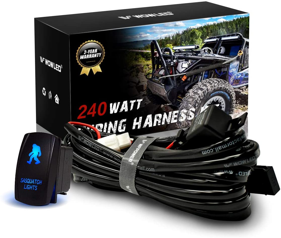 WOWLED Laser Horn Rocker Switch, Waterproof Train Horn Wiring Kit, LED Illuminated Backlit + On/Off Toggle Switch, Relay Wiring Harness Kit for Truck Car Boat SUV ATV UTE 4X4 12V/24V Green