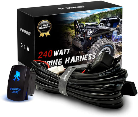 WOWLED Laser Horn Rocker Switch, Waterproof Train Horn Wiring Kit, LED Illuminated Backlit + On/Off Toggle Switch, Relay Wiring Harness Kit for Truck Car Boat SUV ATV UTE 4X4 12V/24V Green