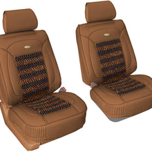 FH Group PU203102 Premium Leather Seat Leather Cushion Pad Seat Covers w. Cooling Rosewood Beads, Brown-Fit Most Car, Truck, SUV, or Van