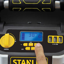 STANLEY J7C09D Digital Portable Power Station Jump Starter: 1400/700 Instant Amps, 120 PSI Air Compressor, 3.1A USB Ports, Battery Clamps