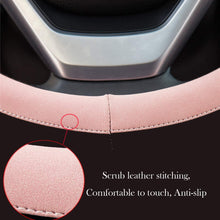 Didida Steering Wheel Covers Soft Matte Microfiber Leather Non-Slip Sweat-Absorbent for Women Men Universal 15 Inch Car Decoration (Pink)