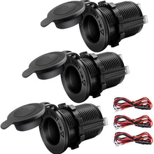 12V Cigarette Lighter Socket Car Marine Motorcycle ATV RV Lighter Socket Power Outlet Socket Receptacle Waterproof Plug 3Pack By MUZHI