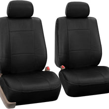 FH Group FH-PU007102 Deluxe Leatherette Front Set Seat Covers, Airbag Compatible, Tan Color- Fit Most Car, Truck, SUV, or Van