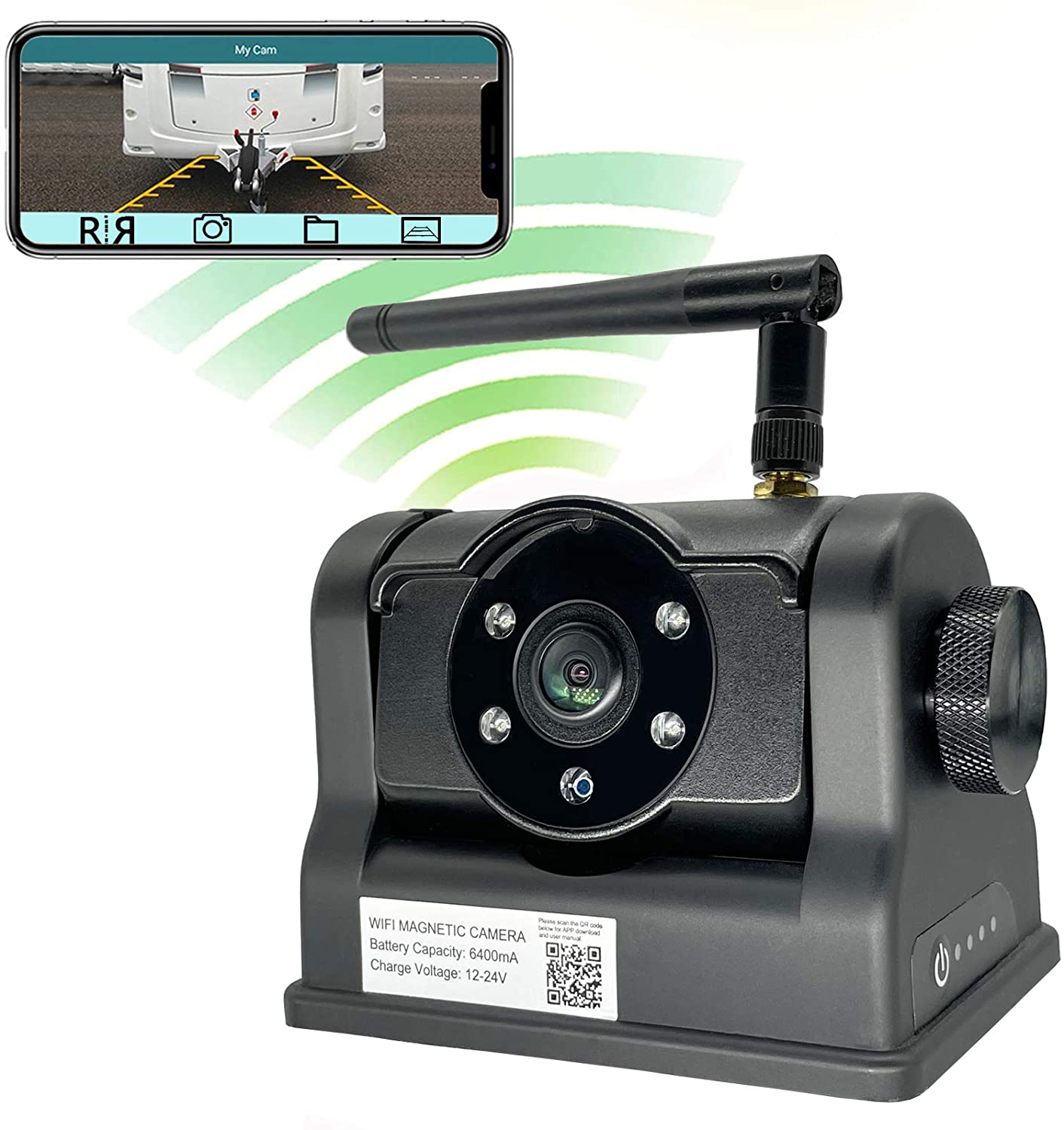 Magnetic Wireless Backup Camera - LASTBUS Rechargeable Magnetic WiFi Backup Camera for Easy Hitching Gooseneck Horse Boat Travel Trailer Fifth Wheels RV Camper for iPhone iPad Android, Easy to Install