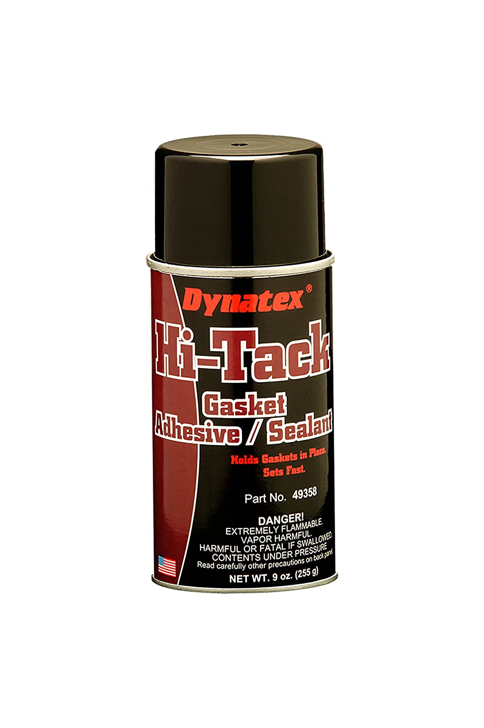 Dynatex 49358 High Tack Gasket Adhesive Spray, Pungent Solvent Scent, -65/450 Degree F, 9 oz Aerosol Can, Red