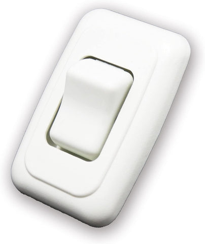 American Technology Components Single SPST On-Off Switch with Bezel, 12-Volt, for RV, Trailer, Camper (White)