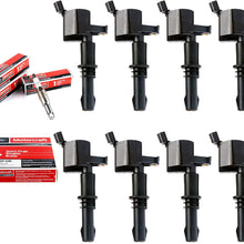 Combo Pack of MAS Straight Boot Ignition Coils with OEM Spark plug SP546 compatible with Ford Lincoln Mercury V8 V10 4.6l 5.4l 6.8l Compatible with E508
