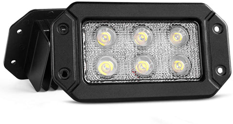 Nilight 2PCS 18w Flush Mount Lights Spot Work Driving Bar Off Road Led Jeep Truck Tacoma Bumper ATV UTV,2 Years Warranty