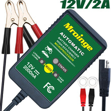 Mroinge 12V 2A Lead Acid/Lithium(LiFePO4) Automatic Trickle Battery Charger Smart Battery Maintainer for Car Motorcycle Lawn Mower Boat ATV SLA AGM GEL CELL Lithium(LiFePO4) and More Batteries