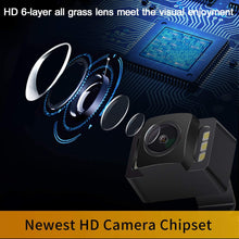 LeeKooLuu F11 HD Car Backup Camera Hitch Rear View License Plate Camera with 6 Auto LED Lights Color Front View Camera IP69K Waterproof Super Night Vision Guide Lines ON/Off