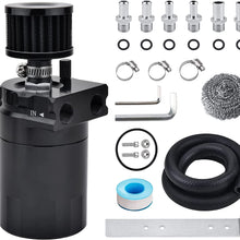 SPEEDWOW Aluminum Oil Catch Can Tank Filter Baffled With Breather Filter And Hose Kit Universal (Red)