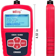 udiag OBD2 Scanner OBD Car Diagnostic Tool Cars Code Reader Obdii Scanners Scanner for Car Automotive Tools Check Engine Light MIL Error Meaning Read Erase Fault Codes Identify Vehicle VIN CID CVN