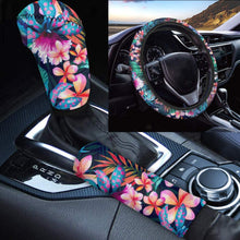 GLENLCWE Sunflower Blue Background Car Steering Wheel Cover Gear Shift Knob Cover & Handbrake Cover Four Seasons Universal 3-Piece Set