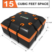 LIMINK Car Roof Cargo Carrier Bag 15 Cubic Feet Rooftop Bag PVC Coated Waterproof Zipper with Anti-Slip Mat 8 Reinforced Straps 4 Door Hooks, for Any Car