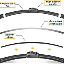 Windshield wiper blades, 26" + 19" Inch Bracketless Beam J U Hook Wiper Blades by YEAHMOL (set of 2)