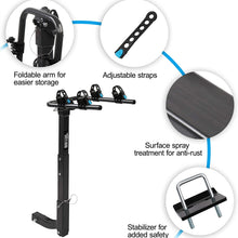 TUFFIOM 2-Bike Hitch Mount Rack with Stabilizer, Bicycle Carrier Holder for Car Truck SUV Minivan with 2Inch Hitch Receiver, Adjustable Mounting Saddles & Rubber Straps, Black