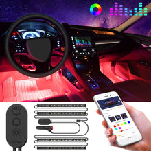 Govee Interior Car Lights, Car LED Strip Light Upgrade Two-Line Design Waterproof 4pcs 48 LED APP Controller Lighting Kits, Multi DIY Color Music Under Dash Car Lighting with Car Charger, DC 12V
