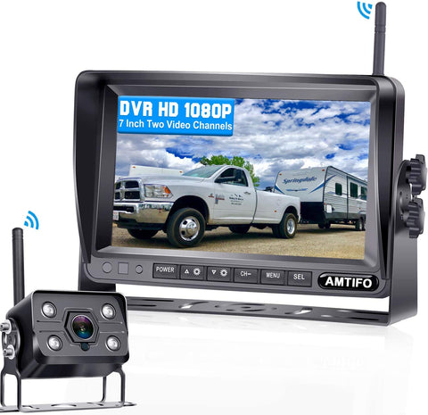 AMTIFO A7 HD 1080P Digital Wireless Backup Camera with 7 Inch DVR Monitor 2021 Newest Version High-Speed Rear View Observation System Stable Signals for RVs,Trucks,Trailers,5th Wheels IR Night Vision