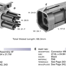 Delphi Packard (4 Circuits) Square Dual 2x2 Weatherpack, Waterproof, Terminal Kit 14, 16 AWG (Pack of 2 Completed Set)