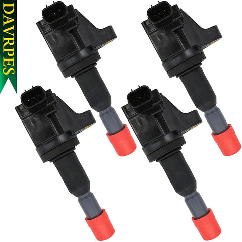 DAVRPES 4Pcs UF581 30520-PWC-003 Ignition Coils Pack For 2007 2008 Honda Fit 1.5L L4 Replace# 610-50119|30520-PWC-S01|5C1635|C1578|E1081