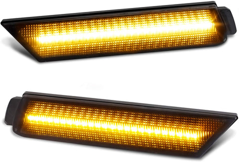 RUXIFEY Smoked Lens LED Side Marker Lights Front Bumper Sidemarker Lamps Reflectors Compatible with 2010 to 2015 Chevy Camaro Amber - Pack of 2