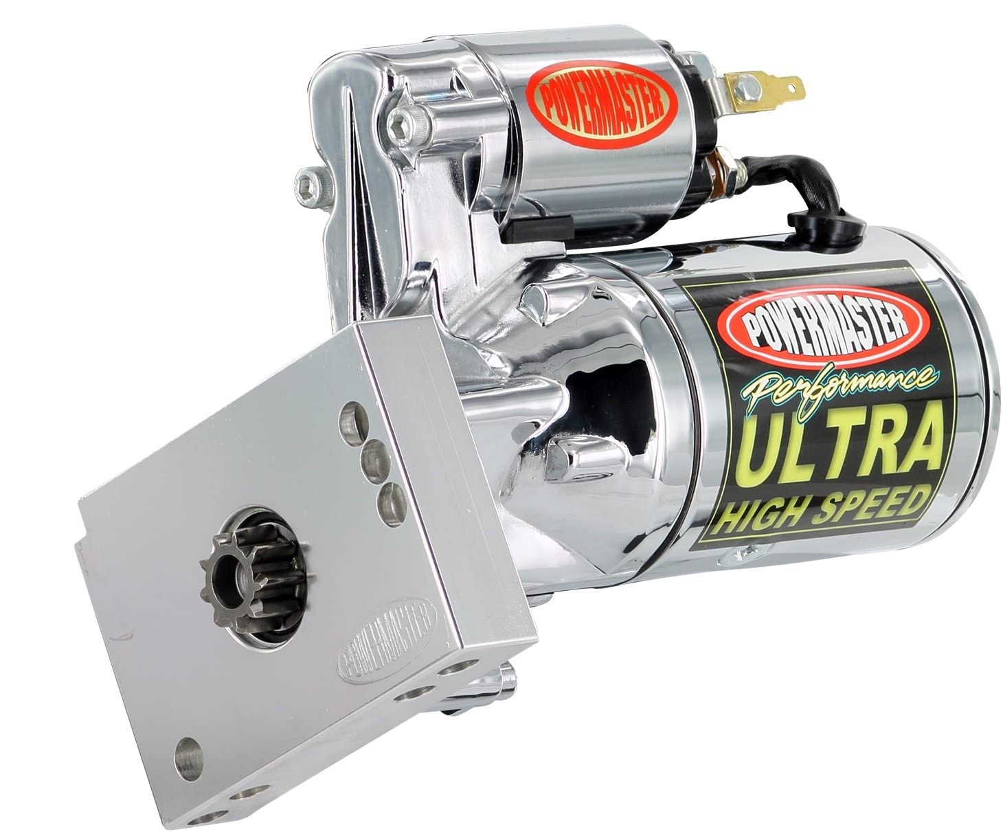 Powermaster 19450 Chrome Alternator (Ultra HS Chevy Universal Straight Mating 153/168T Flywheel 2.2 kw)
