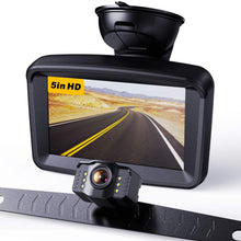 Xroose Backup Camera with 5" Monitor License Plate Mounted Back up Rearview HD Camera Night Vision + Rear View 720P Backing Up Monitor Safety Reversing for Car Pickup Truck Van Sedan SUV (Wired-S3)