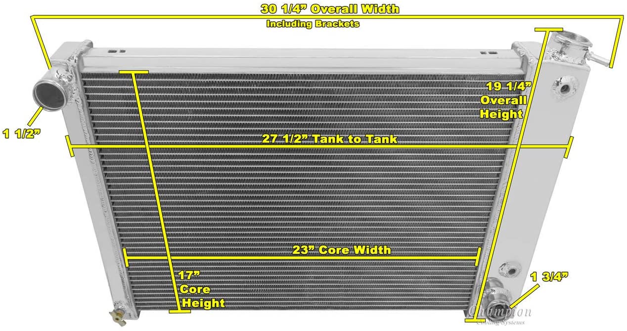 Champion Cooling, Chevrolet Big Block Camaro 3 Row All Aluminum Radiator, CC370