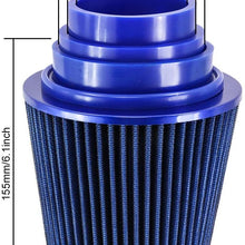 TIROL Air Filter Round Tapered Universal Auto Cold Air Intake Adjustable Neck 3"-3.5"-4" Blue