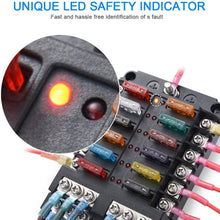 6-Way Fuse Box Blade Fuse Block Holder Screw Nut Terminal W/Negative Bus 5A 10A 15A 20A Free Fuses LED Indicator Waterpoof Cover for Automotive Car Marine Boat