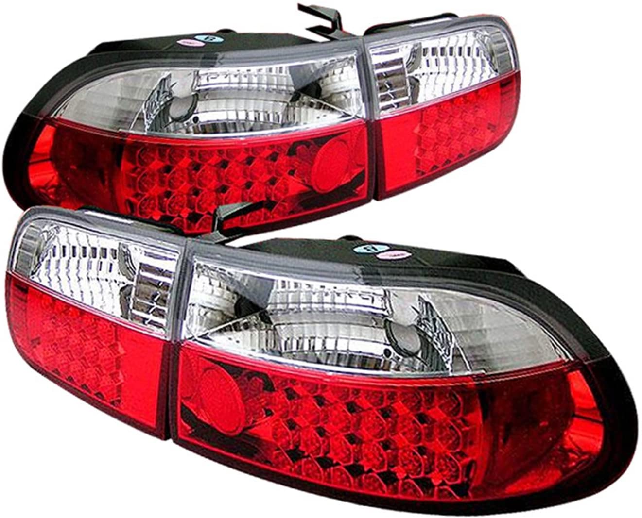 Spyder 5004741 Honda Civic 92-95 3DR LED Tail Lights - Red Clear