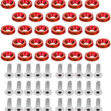 RKURCK M6x20mm CNC Billet Aluminum Fender Bumper Washer Bolt Engine Bay Dress Up Fastener Kit for Auto Vehicle Refitting 30 Pcs