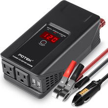 POTEK 500W Power Inverter DC 12 V to 110V AC Car Converter with Digital Display Dual AC Outlets and Dual USB Charging Ports for Tablets, Laptop and Smartphones