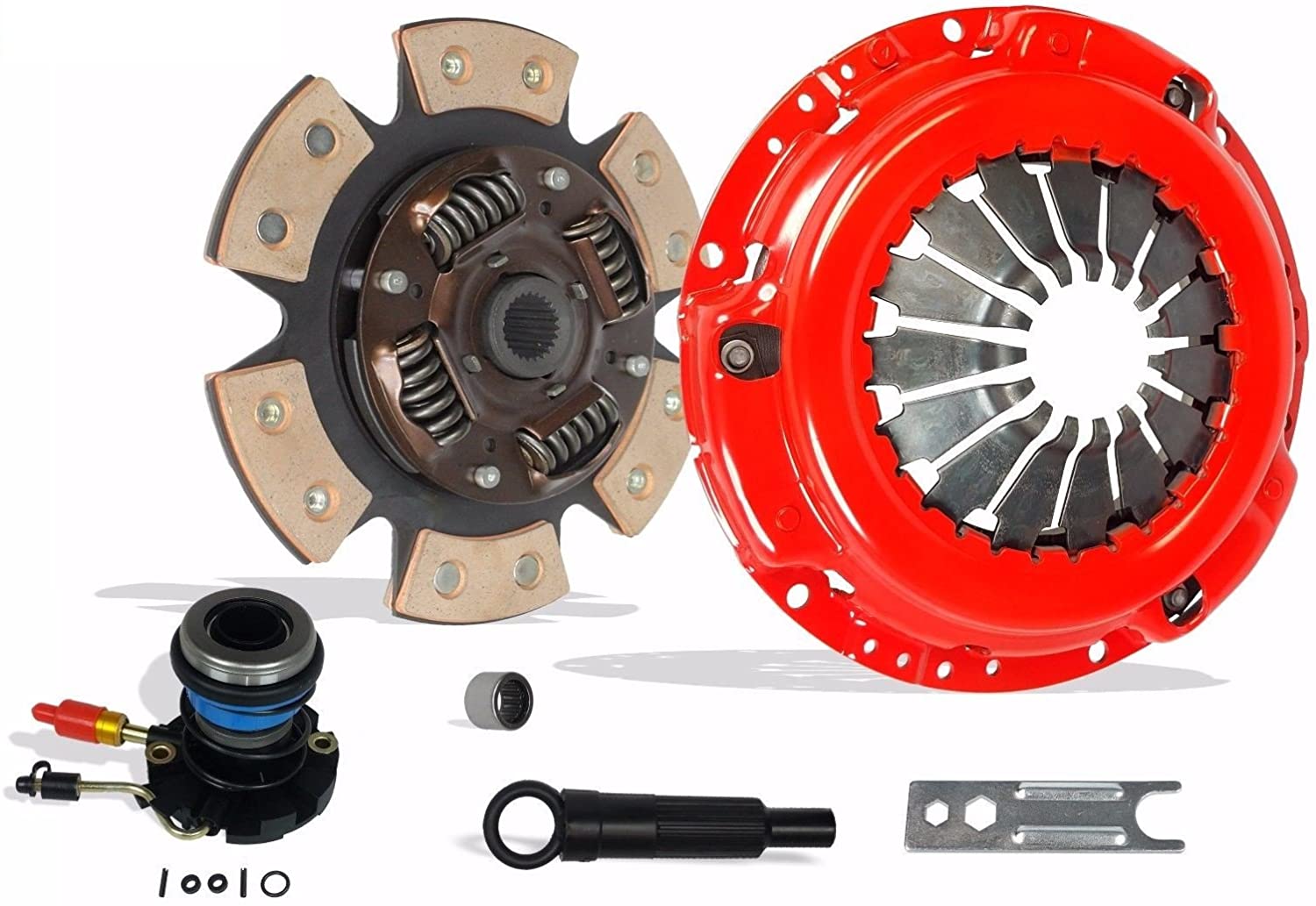 Clutch And Slave Kit Compatible With Ranger Pickup XL XLT SE SX DS STX Troy Splash Base Edge 11/1994-2011 2.5L 2.3L Gas SOHC 3.0L V6 Gas OHV Naturally (6-Puck Clutch Disc Stage 3; 07-116RCBS)