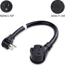 Cable Matters Angled 15A to 30A RV Adapter - 1.5 Feet (NEMA 5-15P to TT-30R)