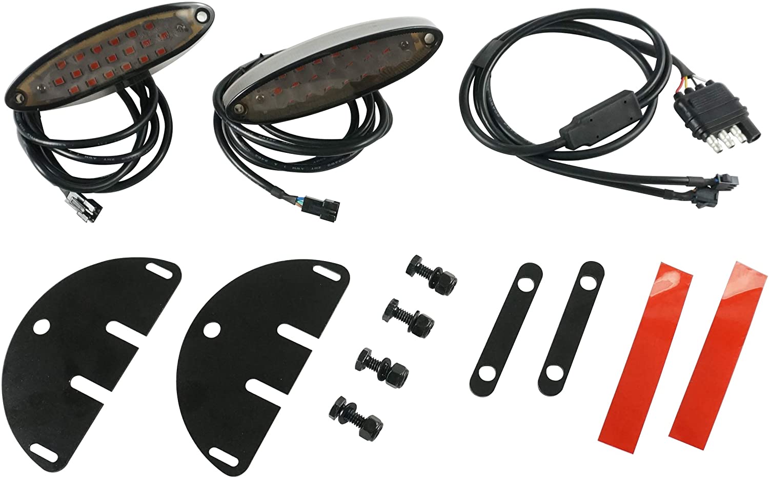 Let's Go Aero Universal 4-Flat Red LED Light Kit for Trailers, Cargo Hitch Carriers & Bicycle Racks, RED Color, Includes Mounting Hardware
